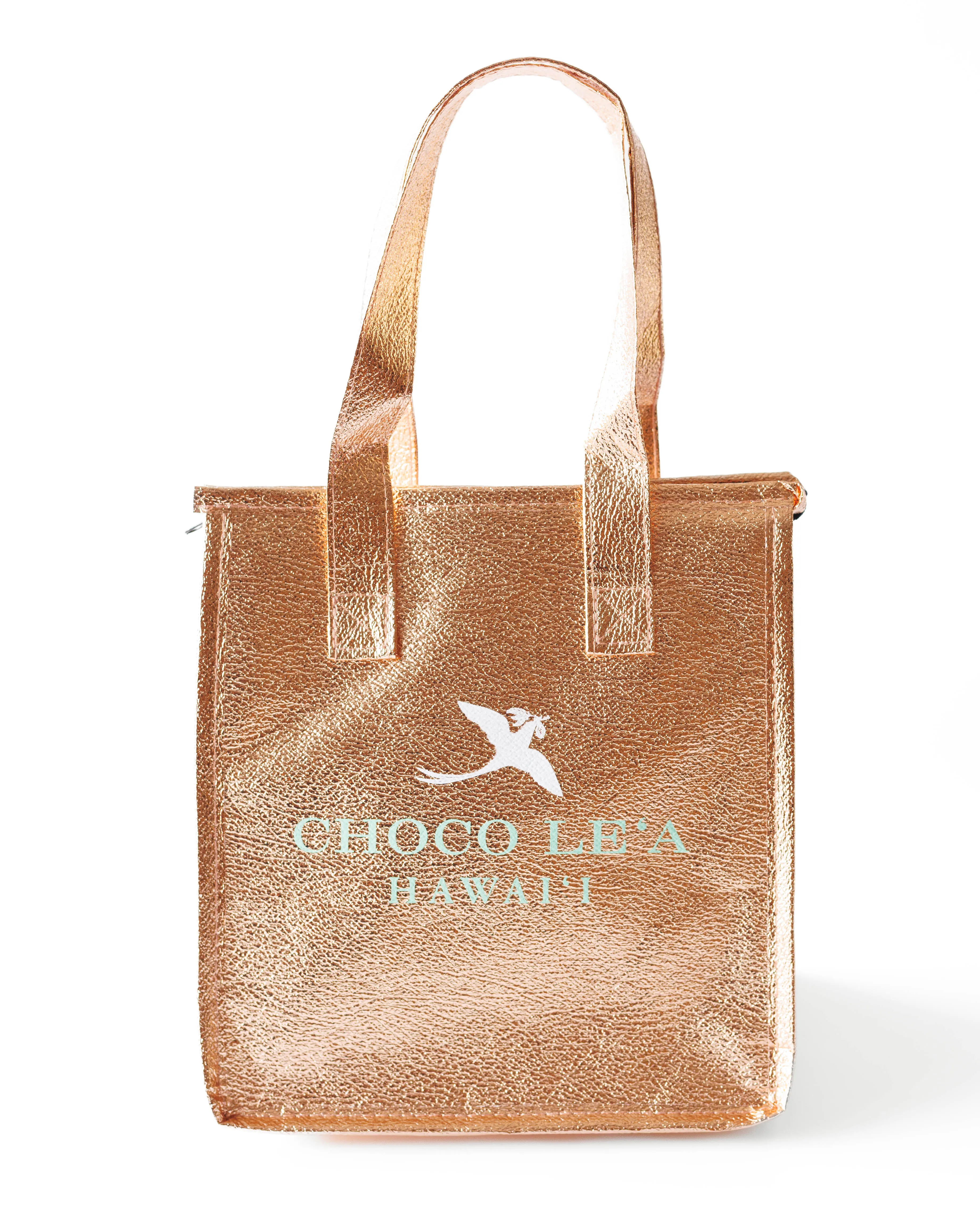 Choco le'a のロゴ入りローズゴールドクーラーバッグ